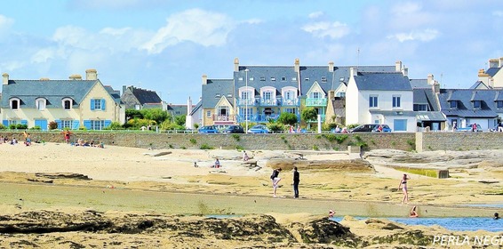 Plage de la grève jaune à marée basse